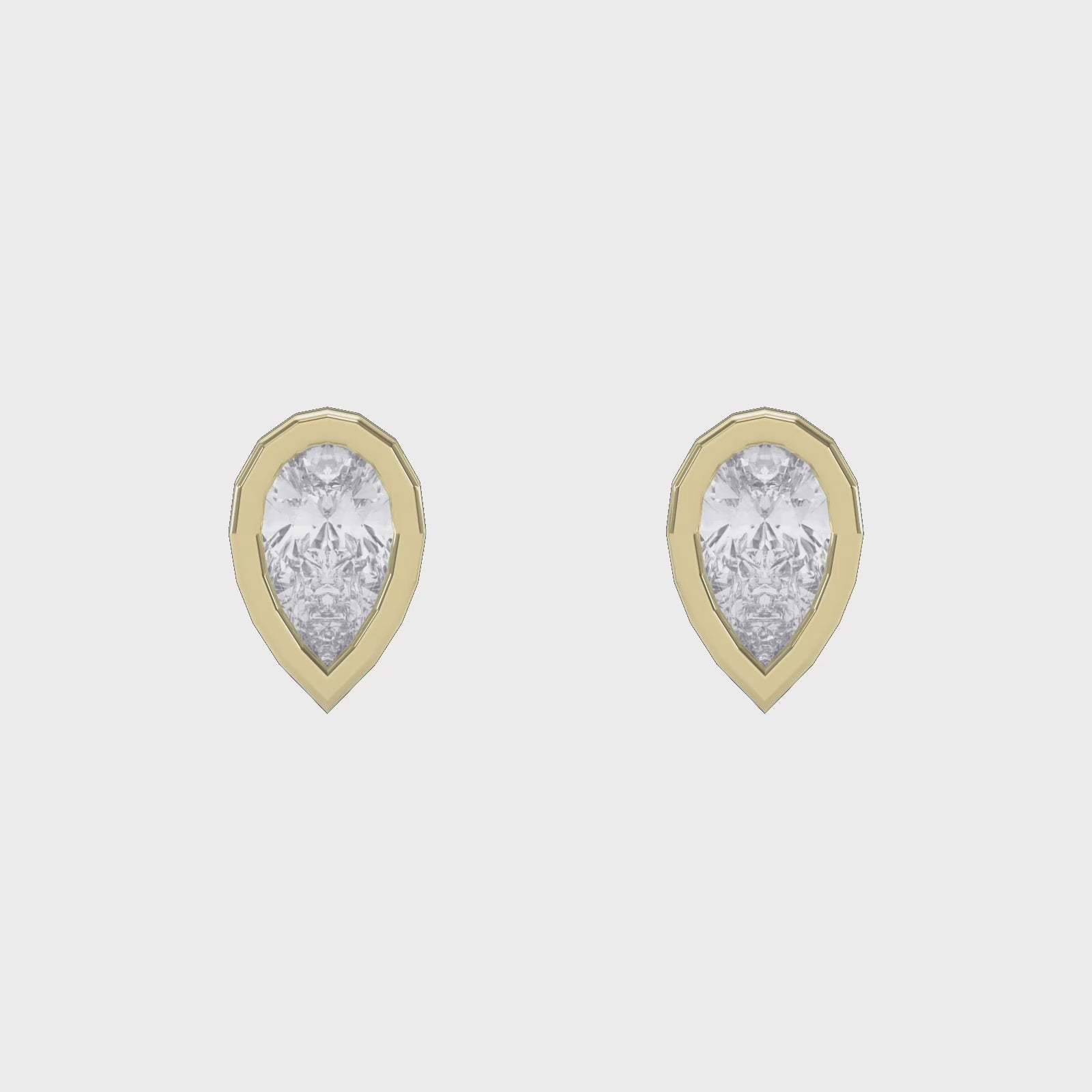 Bezel Bloom Pear Shape Earring Studs