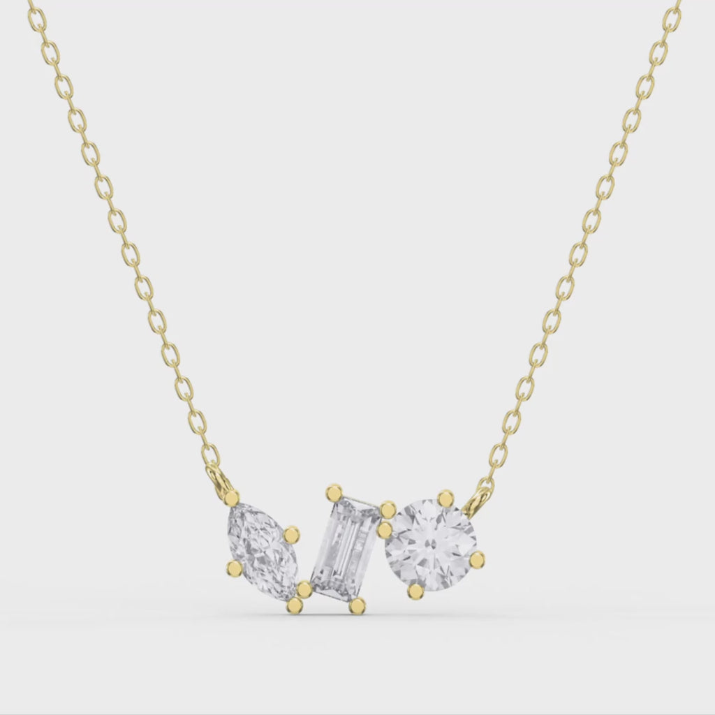 Three Stone Diamond Pendant Necklace