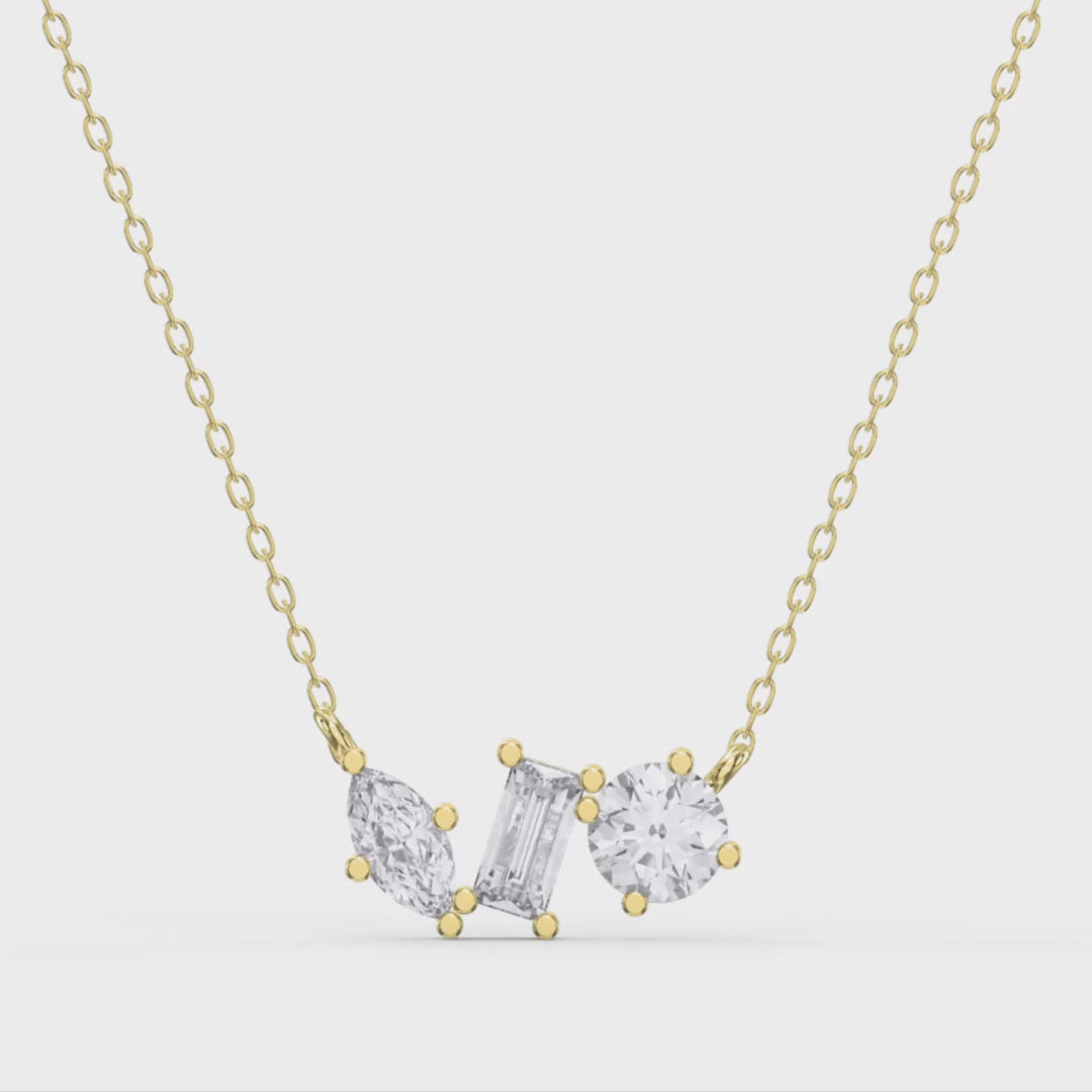 Three Stone Diamond Pendant Necklace