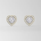 Heart Diamond Halo Design Stud Earrings