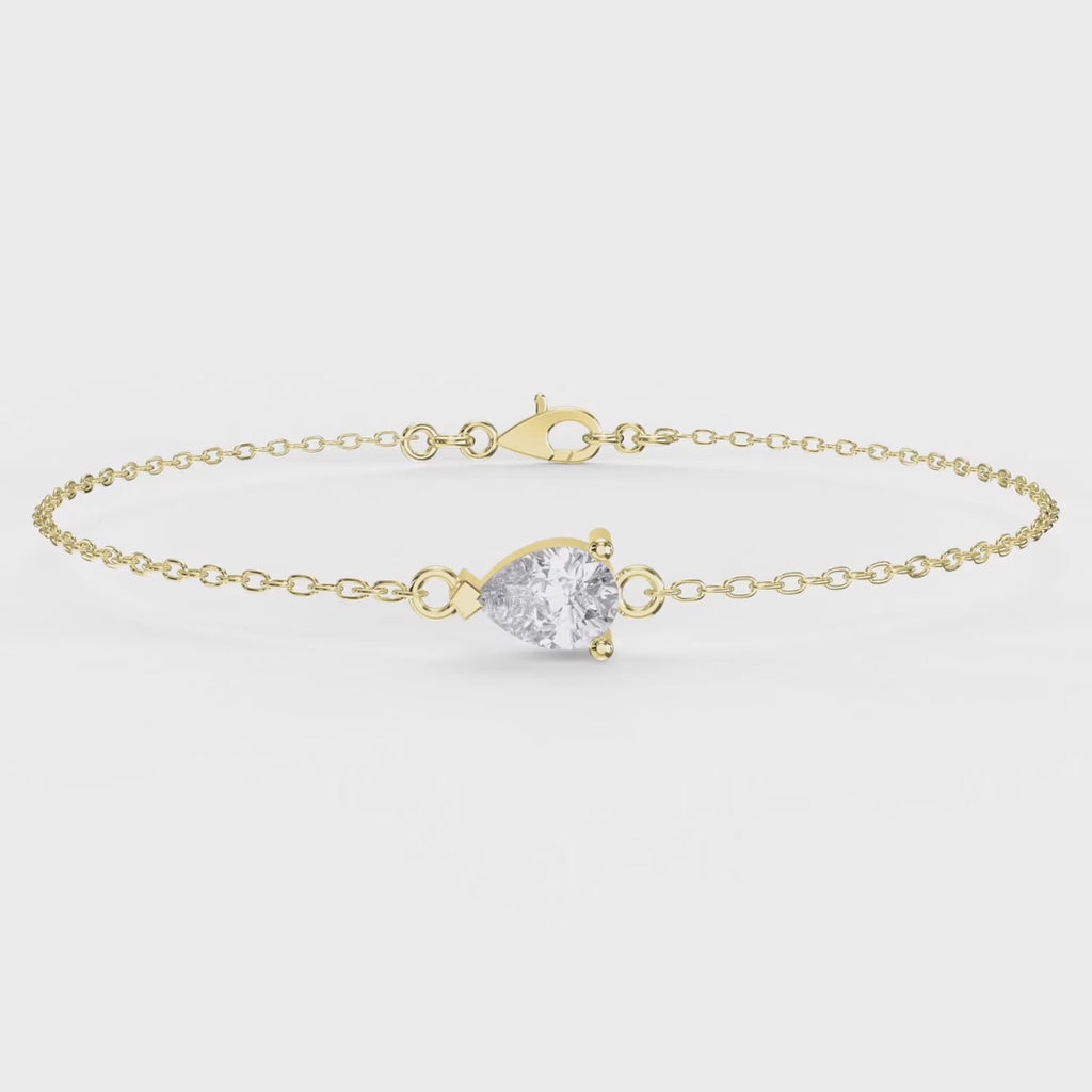 Pear Diamond Solitaire Chain Bracelet