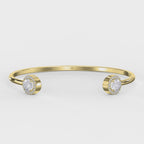 Elegant Open Cuff Bracelet with Round Halo Diamonds