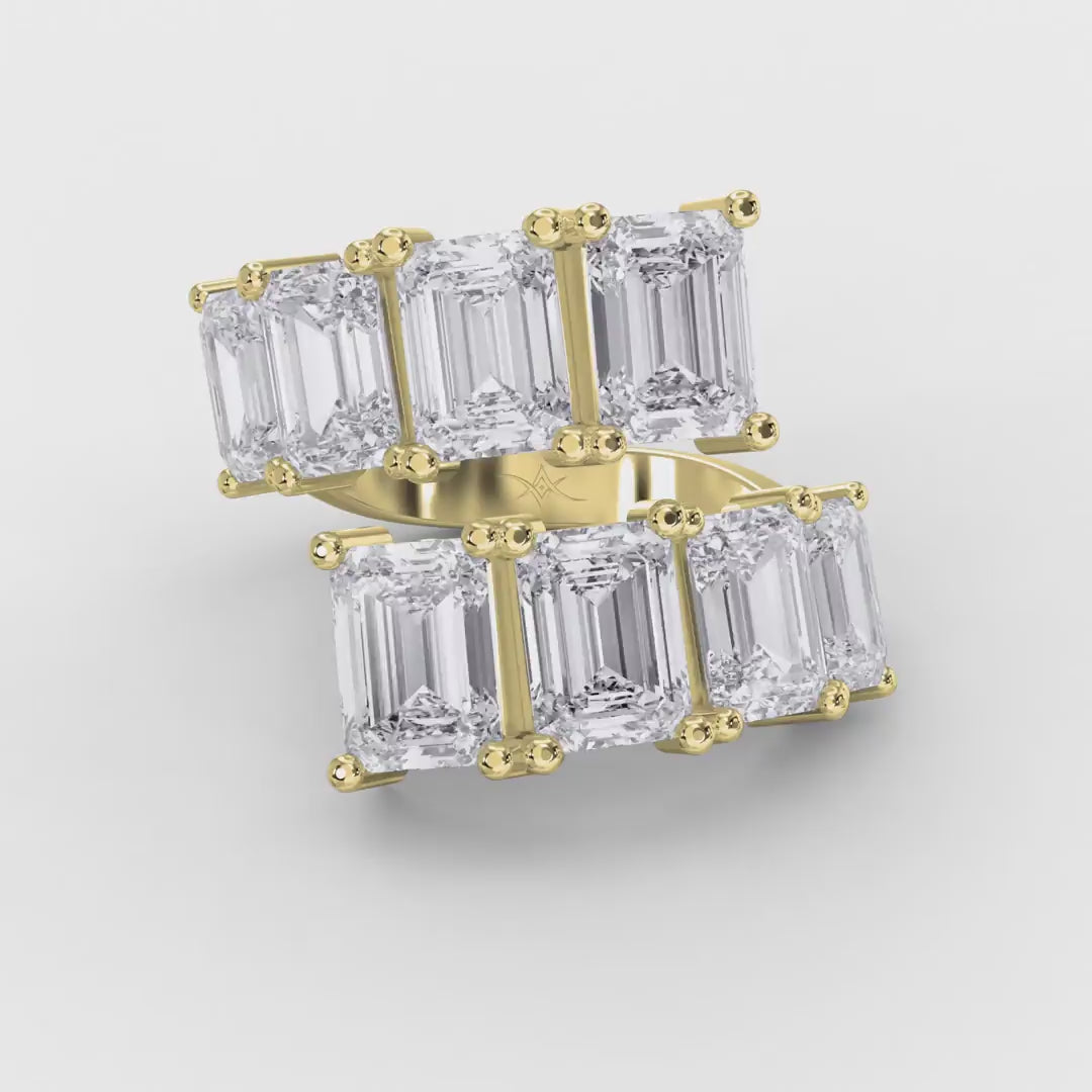 Emerald diamond Flow Bypass Fashion Ring