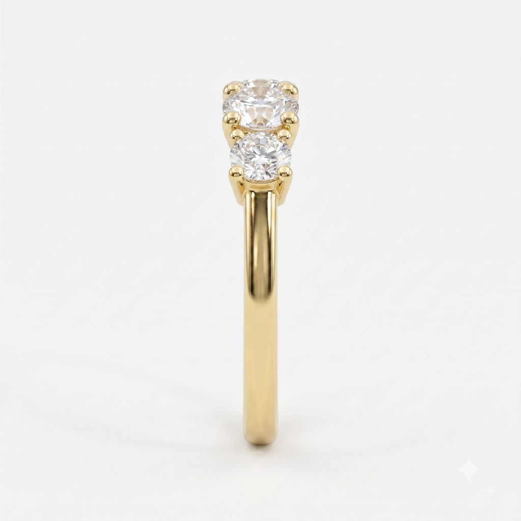 Modern 5 Stone Round Diamond Eternity Ring
