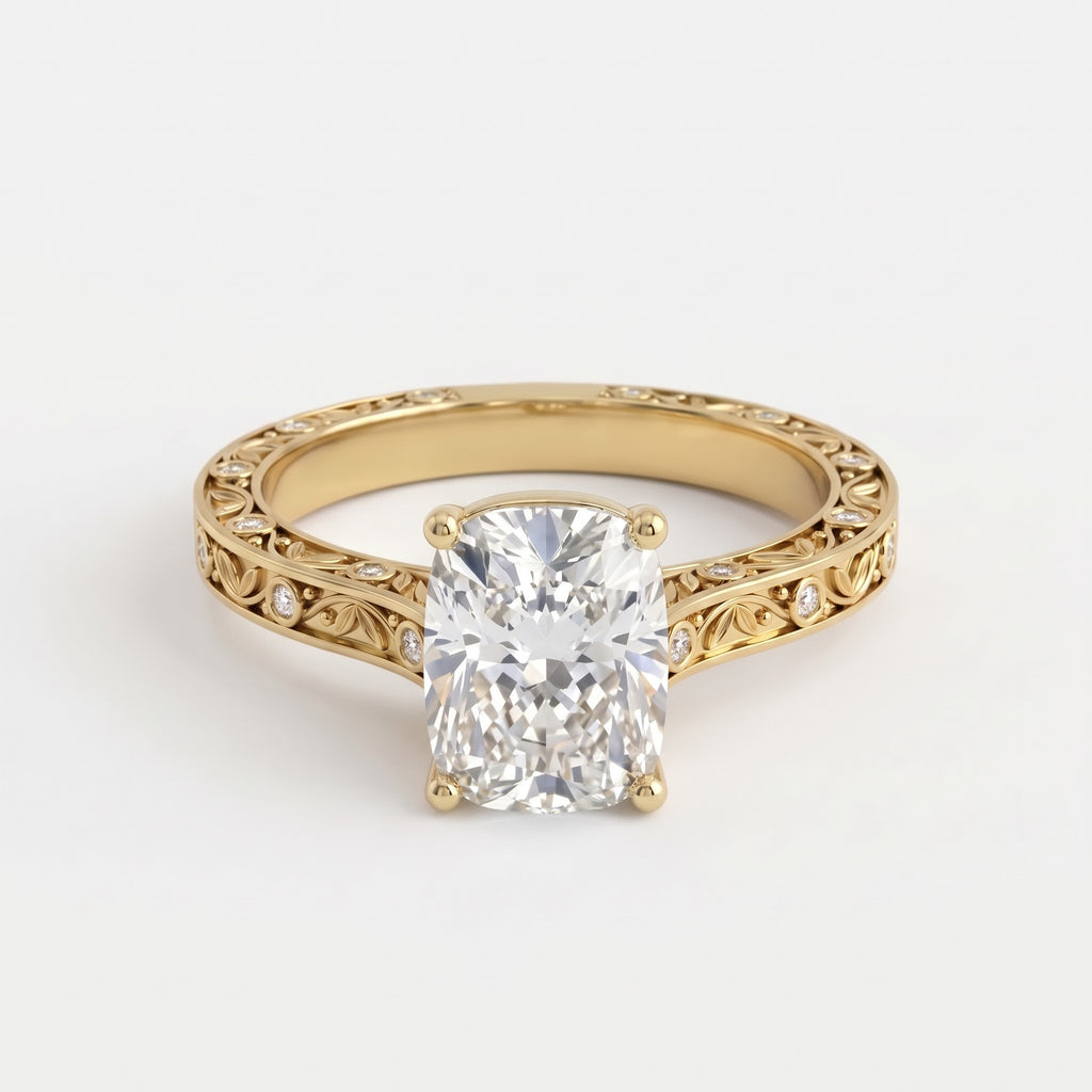 Élan Aurelia Fleur Long Cushion Diamond Vintage Ring