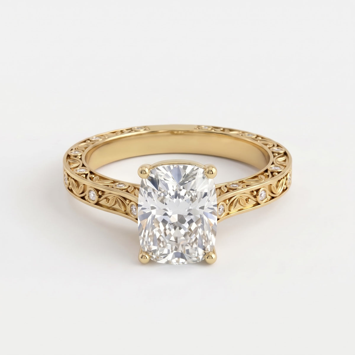 Élan Aurelia Fleur Long Cushion Diamond Vintage Ring