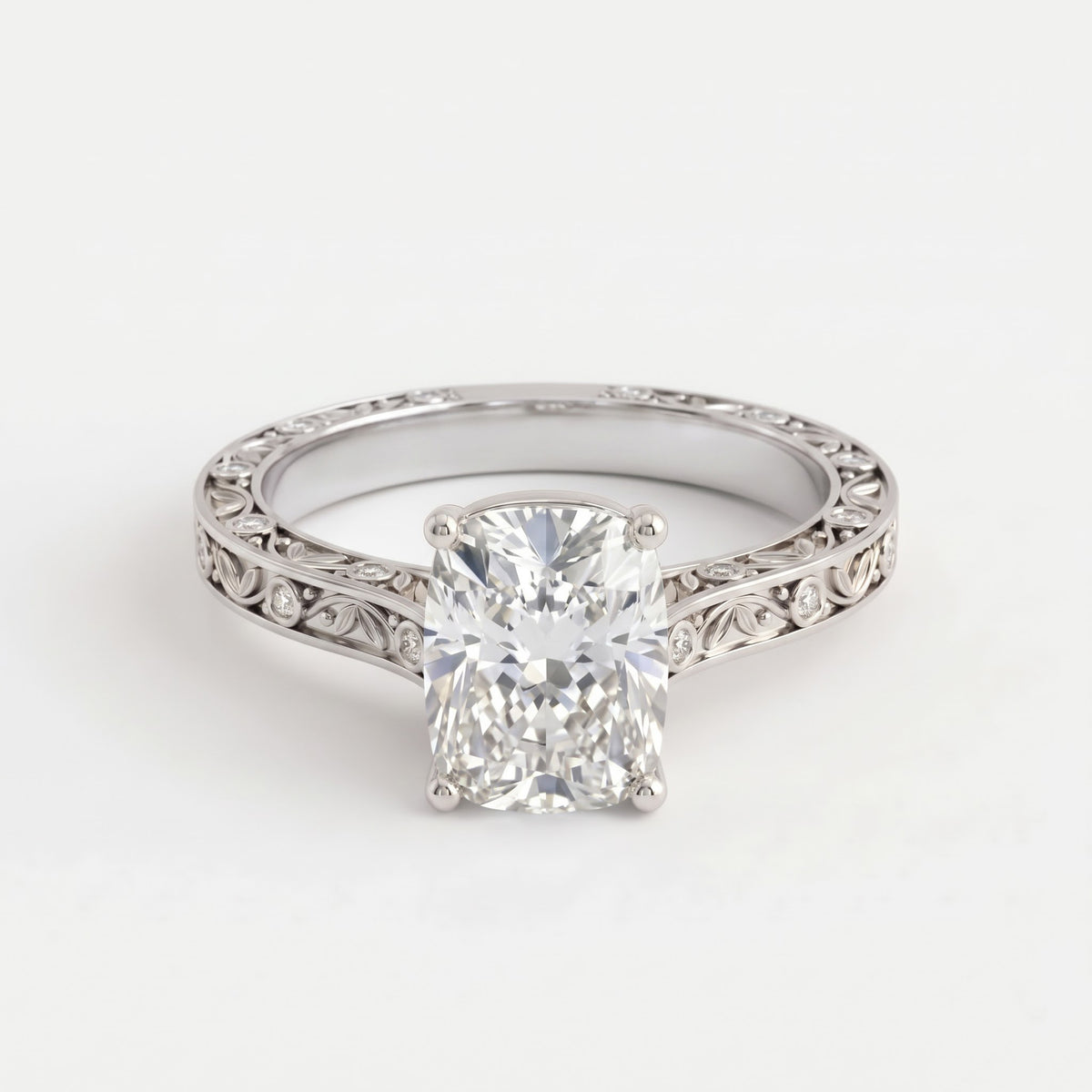 Élan Aurelia Fleur Long Cushion Diamond Vintage Ring