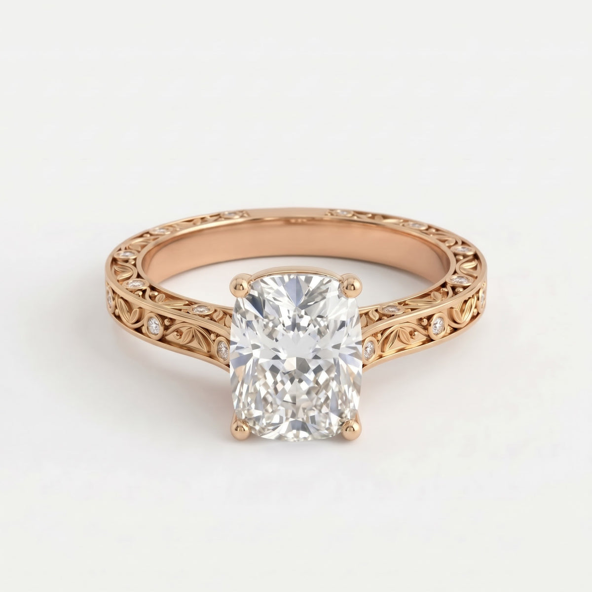 Élan Aurelia Fleur Long Cushion Diamond Vintage Ring