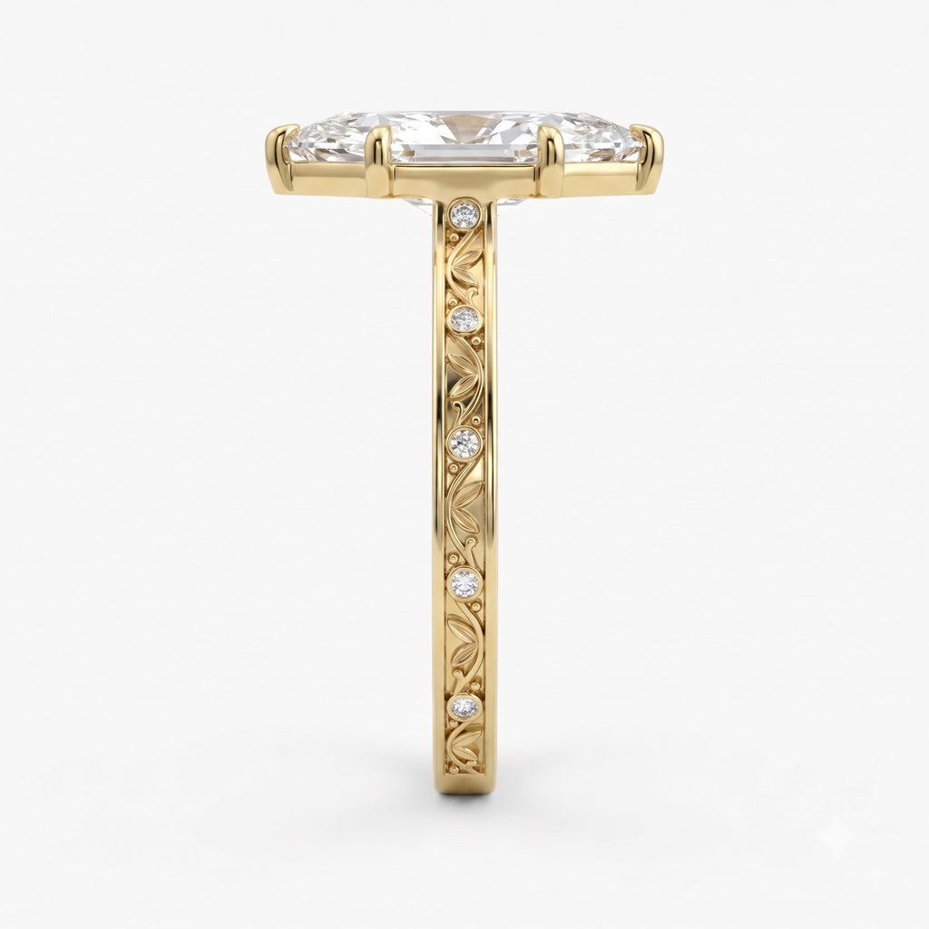 Élan Fleur Dutch Marquise Diamond Botanical Vintage Ring