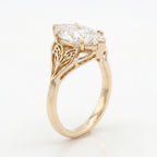 Solitaire Leaf Design Marquise Cut Diamond Engagement Ring
