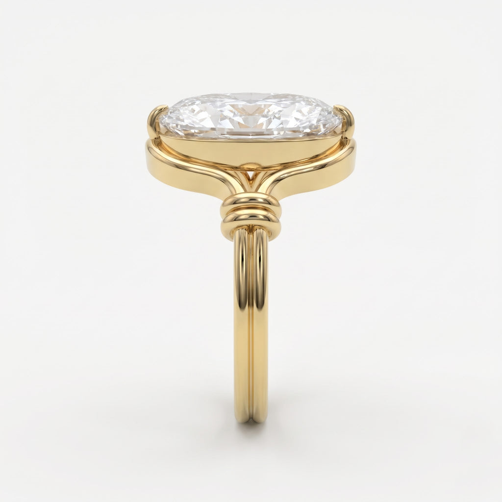 Luxury Celestia Timeless long Cushion Cut Diamond Solitaire Ring