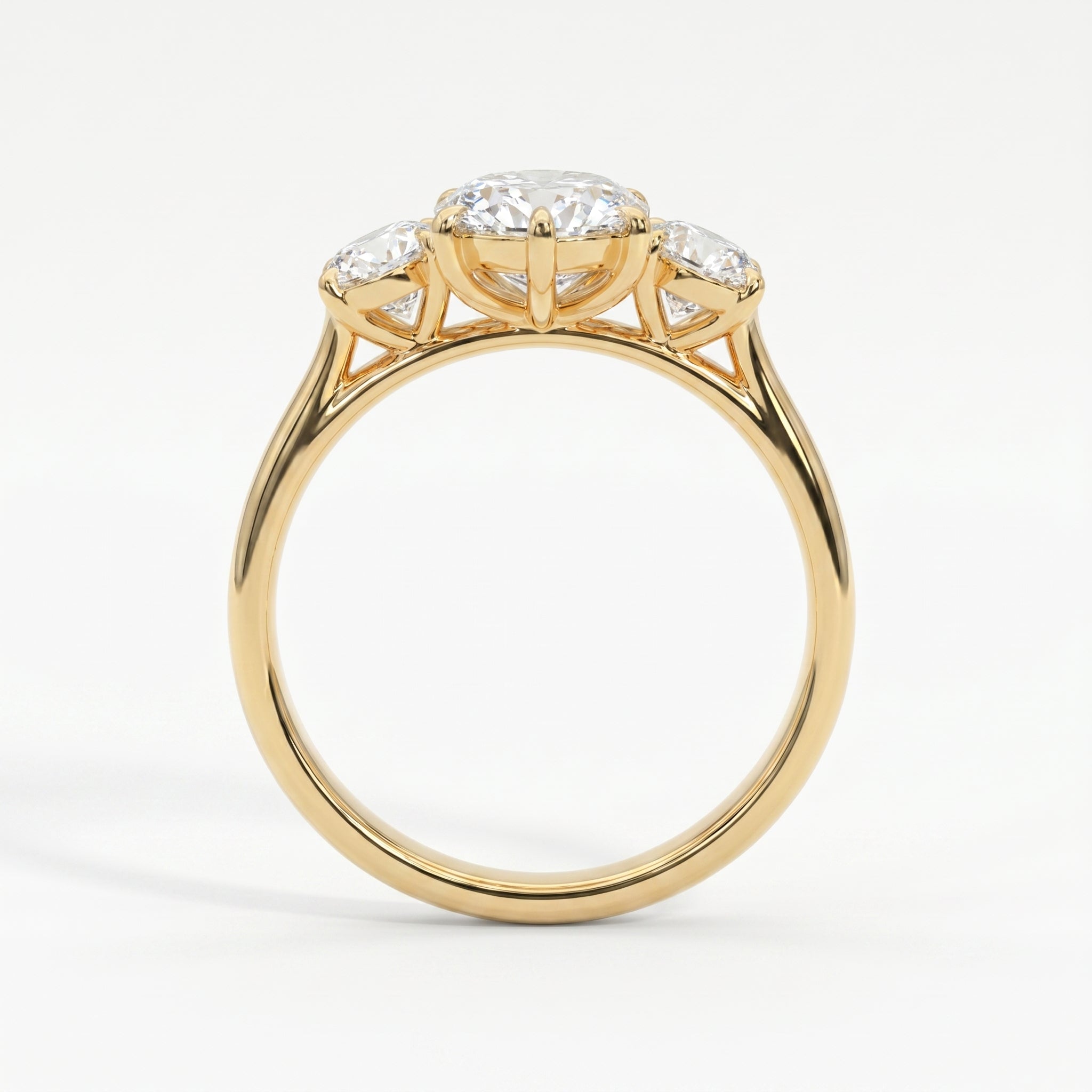 Open gallery view of three-stone marquise diamond engagement ring with oval diamonds in yellow gold