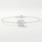 White gold solitaire bracelet with brilliant round gemstone on delicate chain
