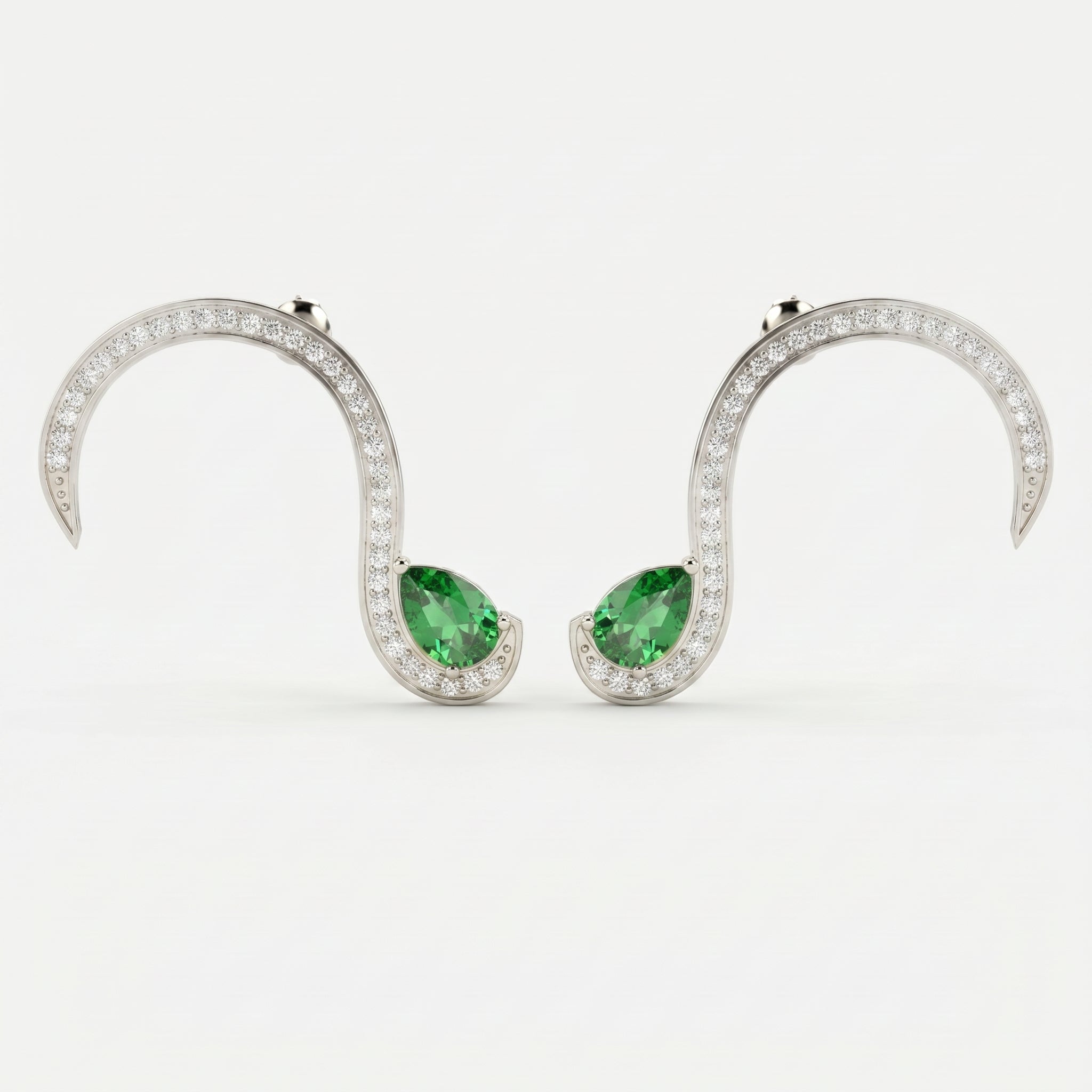 Green Gemstone Trance Pavé Fashion Earrings