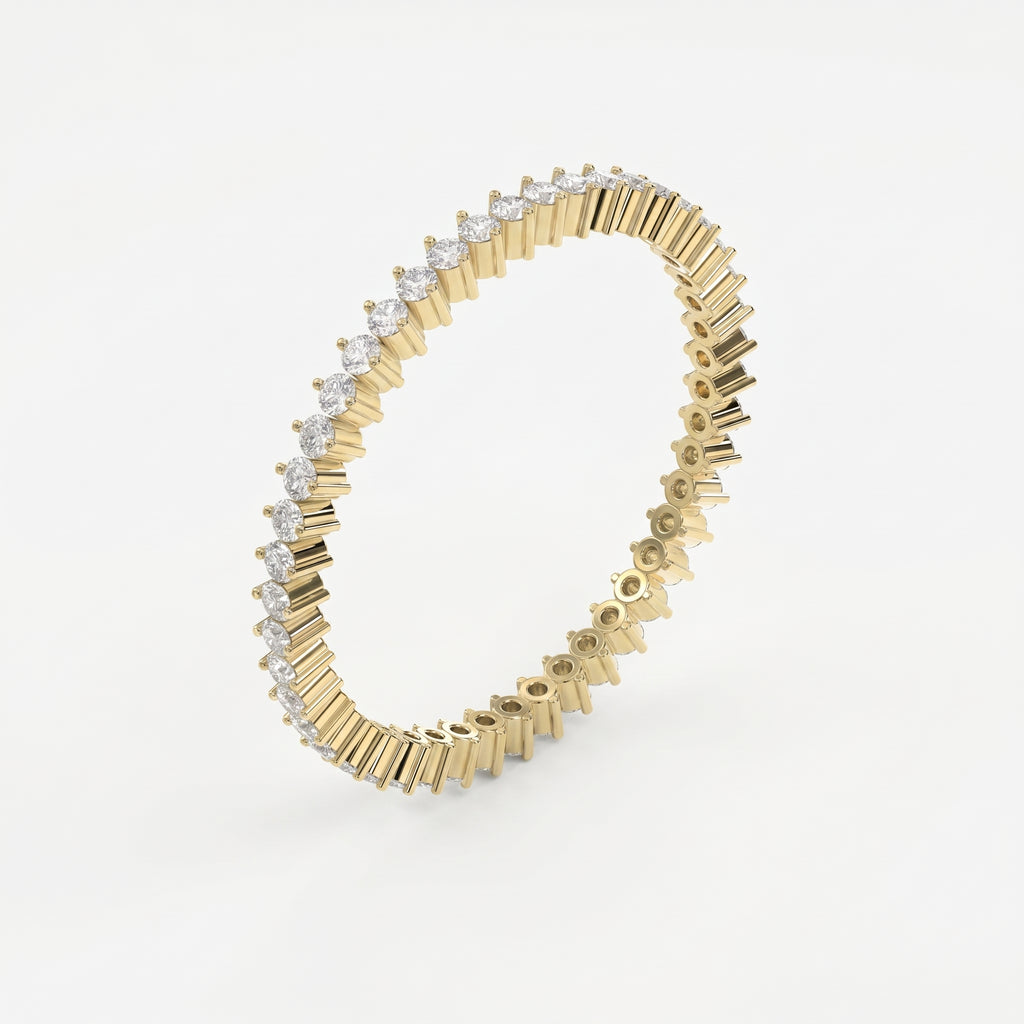 Gold ring with diamond accents on a white background